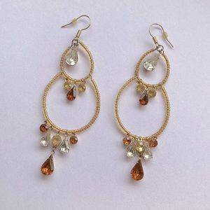 Chandelier beaded earrings with multi color stones